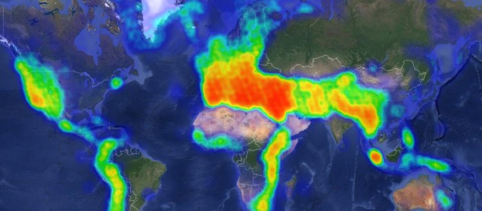 Heat map of the world