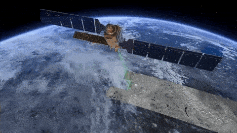 Satellite monitoring the planet earth as part of InSAR monitoring